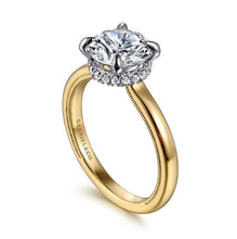 Load image into Gallery viewer, Gabriel &quot; Sandi&quot; 14K White-Yellow Gold Solitaire Diamond Collar Engagement Ring
