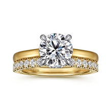 Load image into Gallery viewer, Gabriel &quot; Sandi&quot; 14K White-Yellow Gold Solitaire Diamond Collar Engagement Ring
