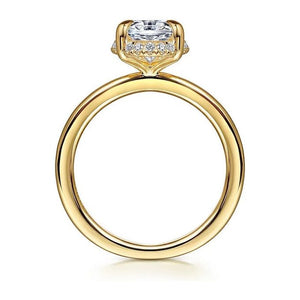 Gabriel " Bonnie" 14K Yellow Gold Hidden Halo Oval Engagement Ring