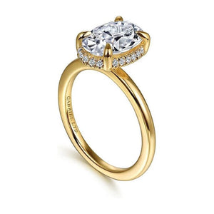 Gabriel " Bonnie" 14K Yellow Gold Hidden Halo Oval Engagement Ring