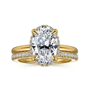 Gabriel " Bonnie" 14K Yellow Gold Hidden Halo Oval Engagement Ring