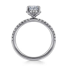 Load image into Gallery viewer, Gabriel &quot;Suede&quot; 14K White Gold Oval Hidden Halo Pave Diamond Engagement Ring
