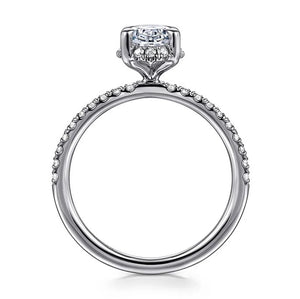 Gabriel "Suede" 14K White Gold Oval Hidden Halo Pave Diamond Engagement Ring