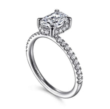 Load image into Gallery viewer, Gabriel &quot;Suede&quot; 14K White Gold Oval Hidden Halo Pave Diamond Engagement Ring
