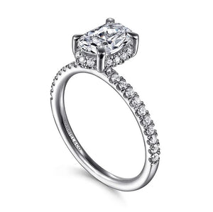 Gabriel "Suede" 14K White Gold Oval Hidden Halo Pave Diamond Engagement Ring