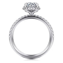 Load image into Gallery viewer, Gabriel &quot;Suede&quot; 14K White Gold Round Hidden Halo Pave Diamond Engagement Ring
