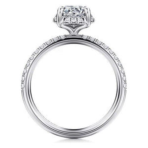 Gabriel "Suede" 14K White Gold Round Hidden Halo Pave Diamond Engagement Ring