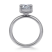 Load image into Gallery viewer, Gabriel &quot;Symphony&quot; 14K White Gold Emerald Hidden Halo Diamond Engagement Ring
