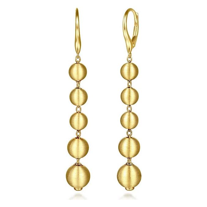 Gabriel 14K Yellow Gold Graduating Bujukan Bead Drop Earrings