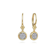 Load image into Gallery viewer, Gabriel 14K Two-Tone Diamond Cluster Bujukan Leverback Earrings
