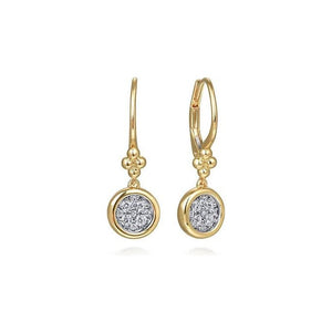 Gabriel 14K Two-Tone Diamond Cluster Bujukan Leverback Earrings