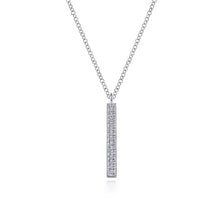 Load image into Gallery viewer, Gabriel 14K White Gold Diamond Bar Pendant Necklace
