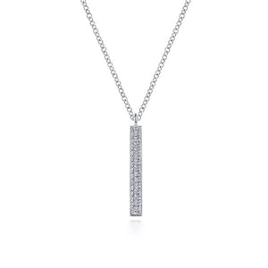 Gabriel 14K White Gold Diamond Bar Pendant Necklace