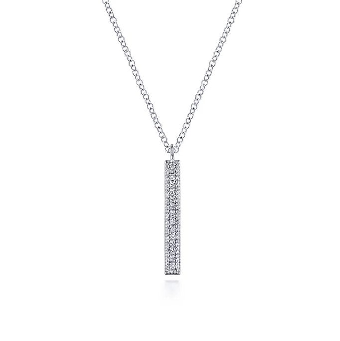 Gabriel 14K White Gold Diamond Bar Pendant Necklace