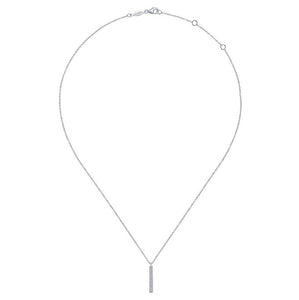 Gabriel 14K White Gold Diamond Bar Pendant Necklace