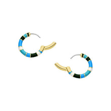 Load image into Gallery viewer, Gorjana Gold Gigi Enamel Stripe Hoops in Laguna
