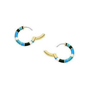 Gorjana Gold Gigi Enamel Stripe Hoops in Laguna