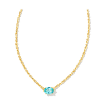 Load image into Gallery viewer, Kendra Scott Gold Cailin Necklace in Aqua Crystal
