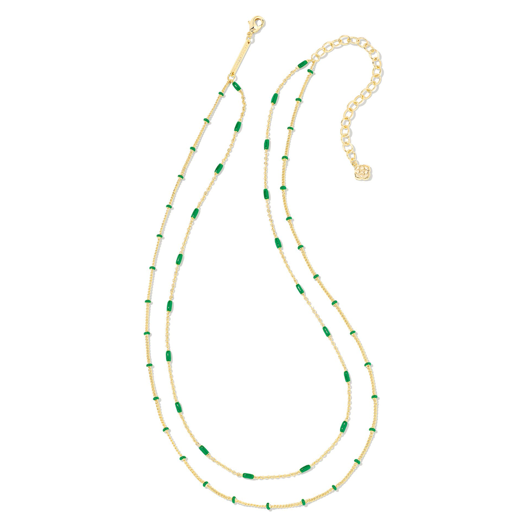 Kendra Scott Dottie Gold Strand Necklace In Emerald