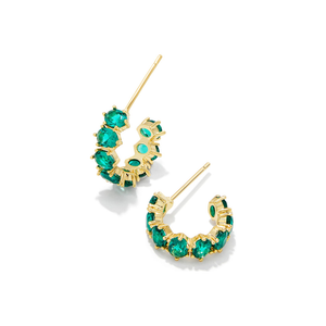 Kendra Scott Gold Cailin Huggie Earrings in Green Crystal