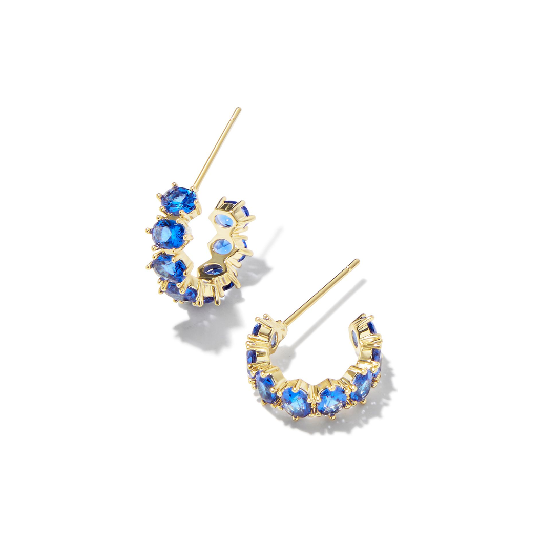 Kendra Scott Gold Cailin Huggie Earrings in Blue Crystal