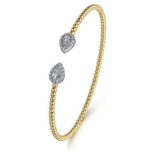 Load image into Gallery viewer, Gabriel 14K White-Yellow Gold Diamond Bujukan Pear Shape Split Cuff Bracelet
