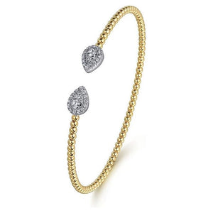 Gabriel 14K White-Yellow Gold Diamond Bujukan Pear Shape Split Cuff Bracelet