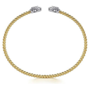 Gabriel 14K White-Yellow Gold Diamond Bujukan Pear Shape Split Cuff Bracelet