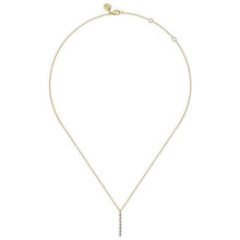 Load image into Gallery viewer, Gabriel 14K Yellow Gold White Sapphire Bar Pendant Necklace
