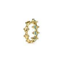 Load image into Gallery viewer, Gabriel 14K Yellow Gold Blue Topaz Hoop Earrings
