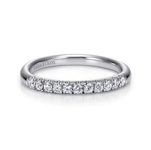 Gabriel "Portofino" 14K White Gold French Pavé 1/4ct Diamond Anniversary Band