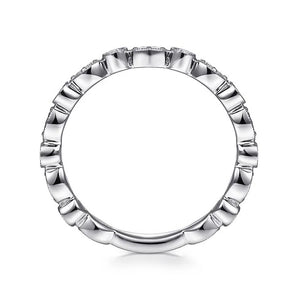 Gabriel 14K White Gold Diamond Marquise & Round Alternating  Ring