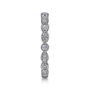 Gabriel 14K White Gold Diamond Marquise & Round Alternating  Ring