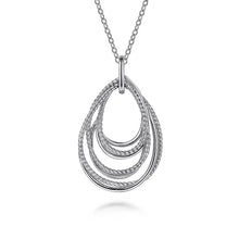 Load image into Gallery viewer, Gabriel Silver Multi Row of Rope Teardrop Pendant Necklace
