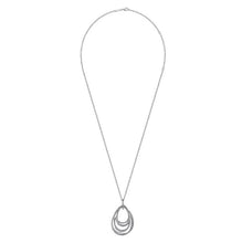 Load image into Gallery viewer, Gabriel Silver Multi Row of Rope Teardrop Pendant Necklace
