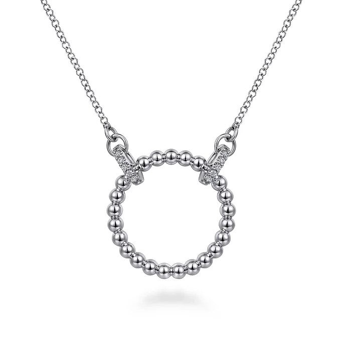 Gabriel Silver Bujukan White Sapphire Open Circle Pendant Necklace