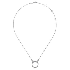 Gabriel Silver Bujukan White Sapphire Open Circle Pendant Necklace