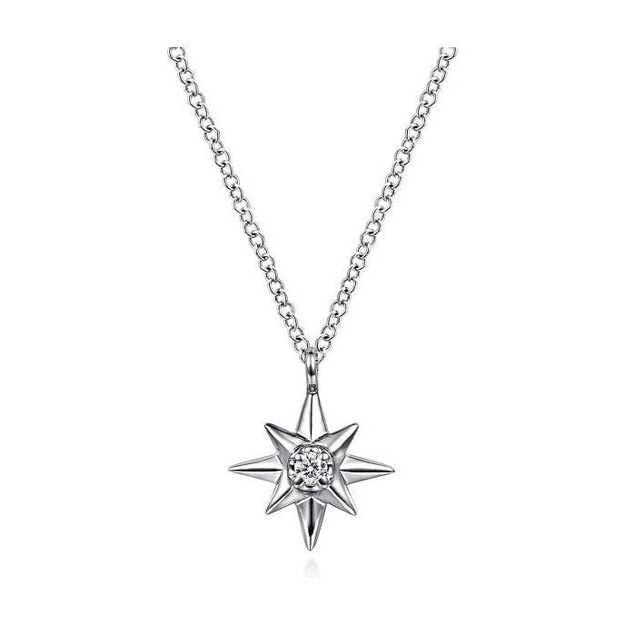 Gabriel Silver Bujukan Diamond Starburst Pendant Necklace