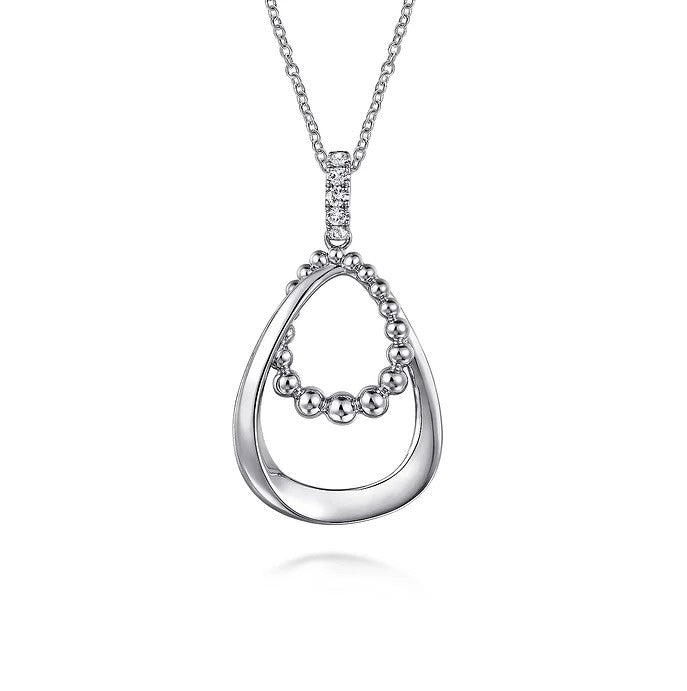 Gabriel Silver White Sapphire Bujukan Pendant Drop Necklace