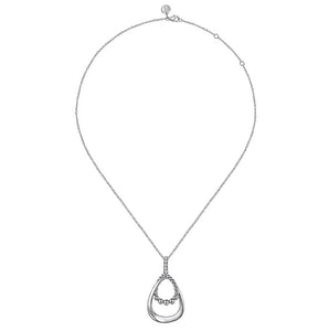 Gabriel Silver White Sapphire Bujukan Pendant Drop Necklace