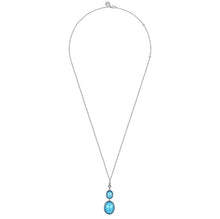 Load image into Gallery viewer, Gabriel Silver Oval Shape Rock Crystal and Turquoise Bujukan Drop Necklace
