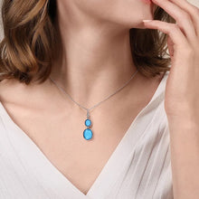 Load image into Gallery viewer, Gabriel Silver Oval Shape Rock Crystal and Turquoise Bujukan Drop Necklace
