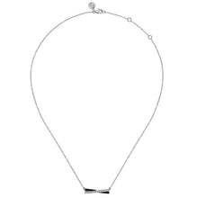 Load image into Gallery viewer, Gabriel Silver White Sapphire and Black Enamel Criss Cross Bar Necklace
