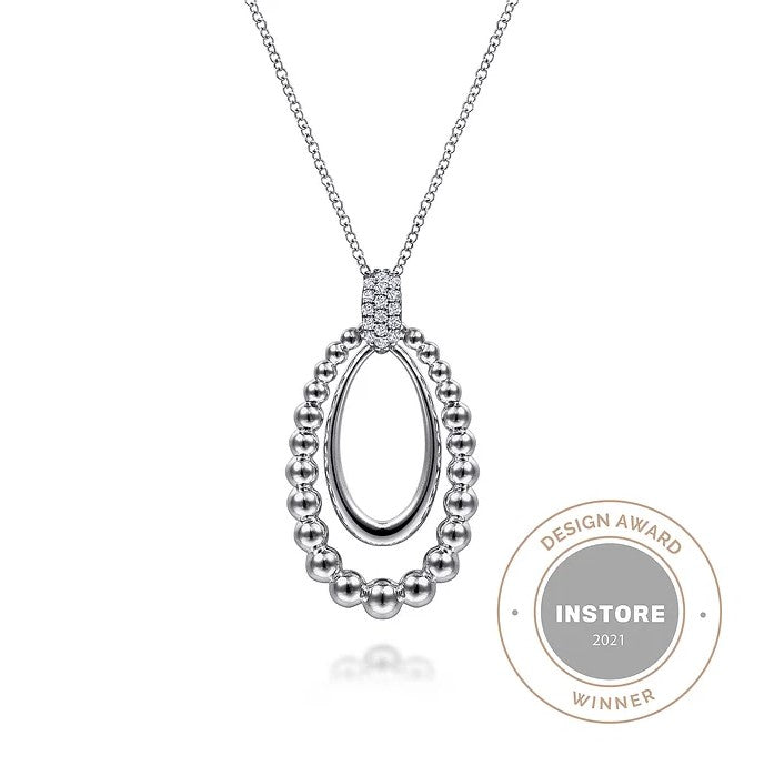 Gabriel Silver White Sapphire Pendant Necklace