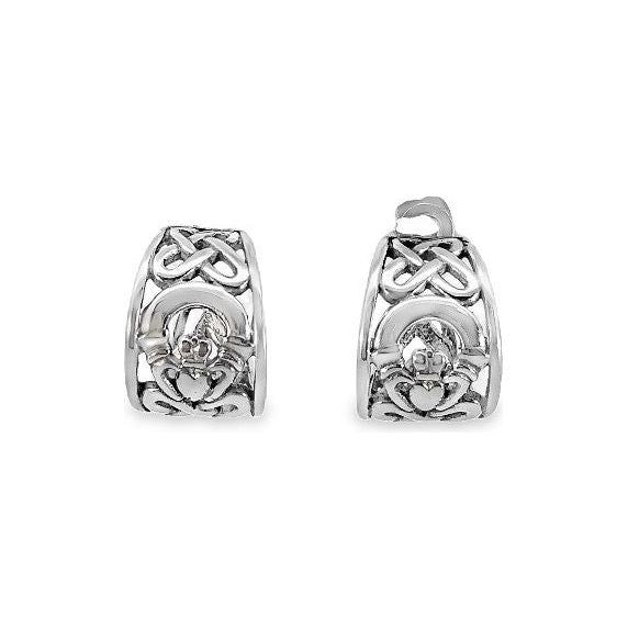 Estate Sterling Silver Claddagh Hoops