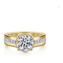 Load image into Gallery viewer, Gabriel &quot; Dennise&quot; 14K Yellow Gold Prong Bezel Diamond Engagement Ring
