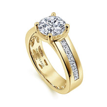 Load image into Gallery viewer, Gabriel &quot; Dennise&quot; 14K Yellow Gold Prong Bezel Diamond Engagement Ring
