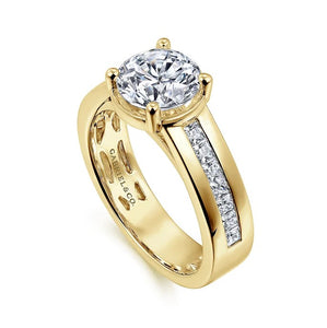 Gabriel " Dennise" 14K Yellow Gold Prong Bezel Diamond Engagement Ring