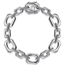 Load image into Gallery viewer, Gabriel Sterling Silver Bujukan And Elongated Octagon Link Chain Bracelet
