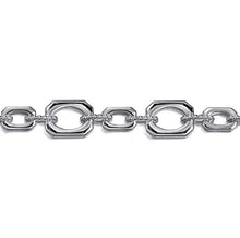 Load image into Gallery viewer, Gabriel Sterling Silver Bujukan And Elongated Octagon Link Chain Bracelet
